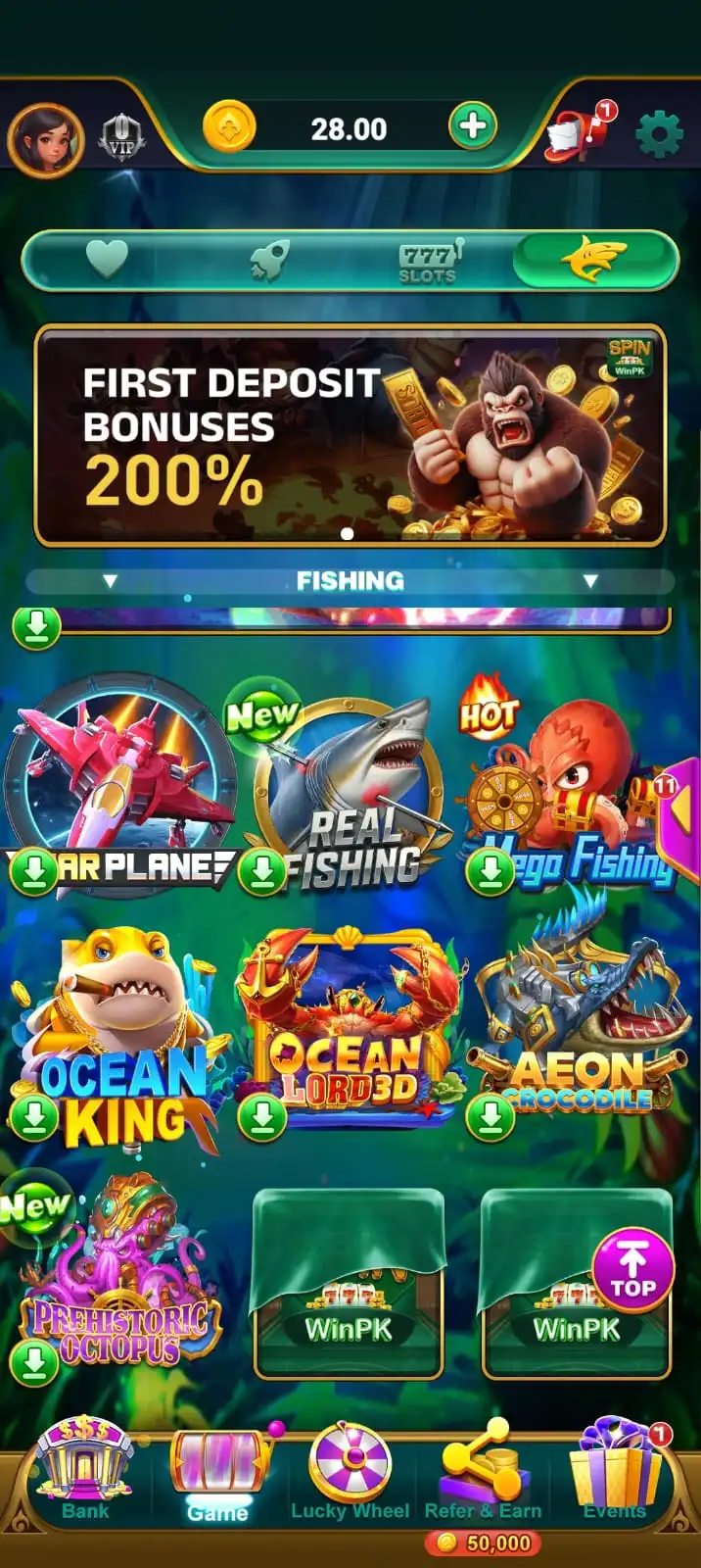 Spin Win Game Home Screen - Real Money Casino App Pakistan 2026